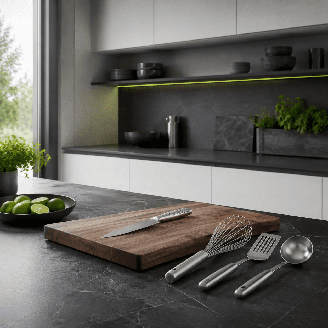 Graphite Prep modern kitchen mood